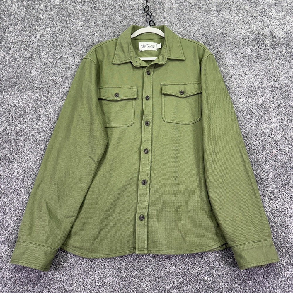 Alpine Design Shirt Mens Large Green Long Sleeve Button Up Pockets Casual
